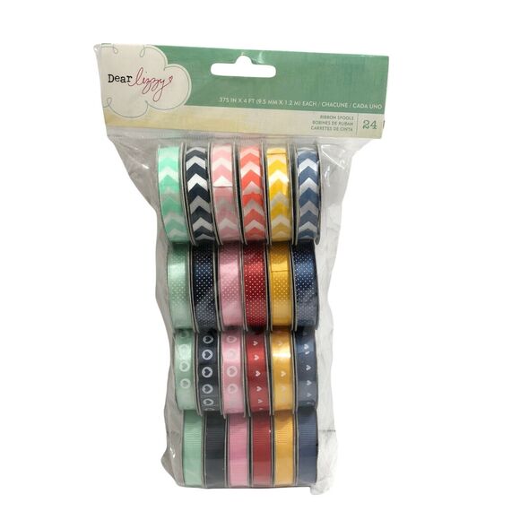 American Crafts Ribbon Dear Lizzy 24 Ribbon Spools .375 in x 4 ft Each NEW - Picture 1 of 5